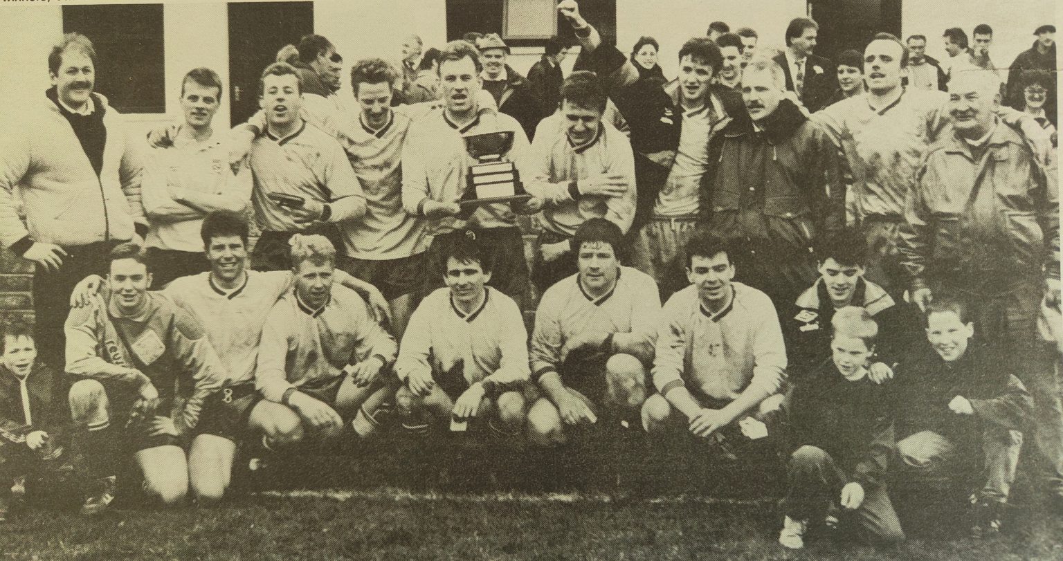The 1993/94 squad celebrating their league and cup double