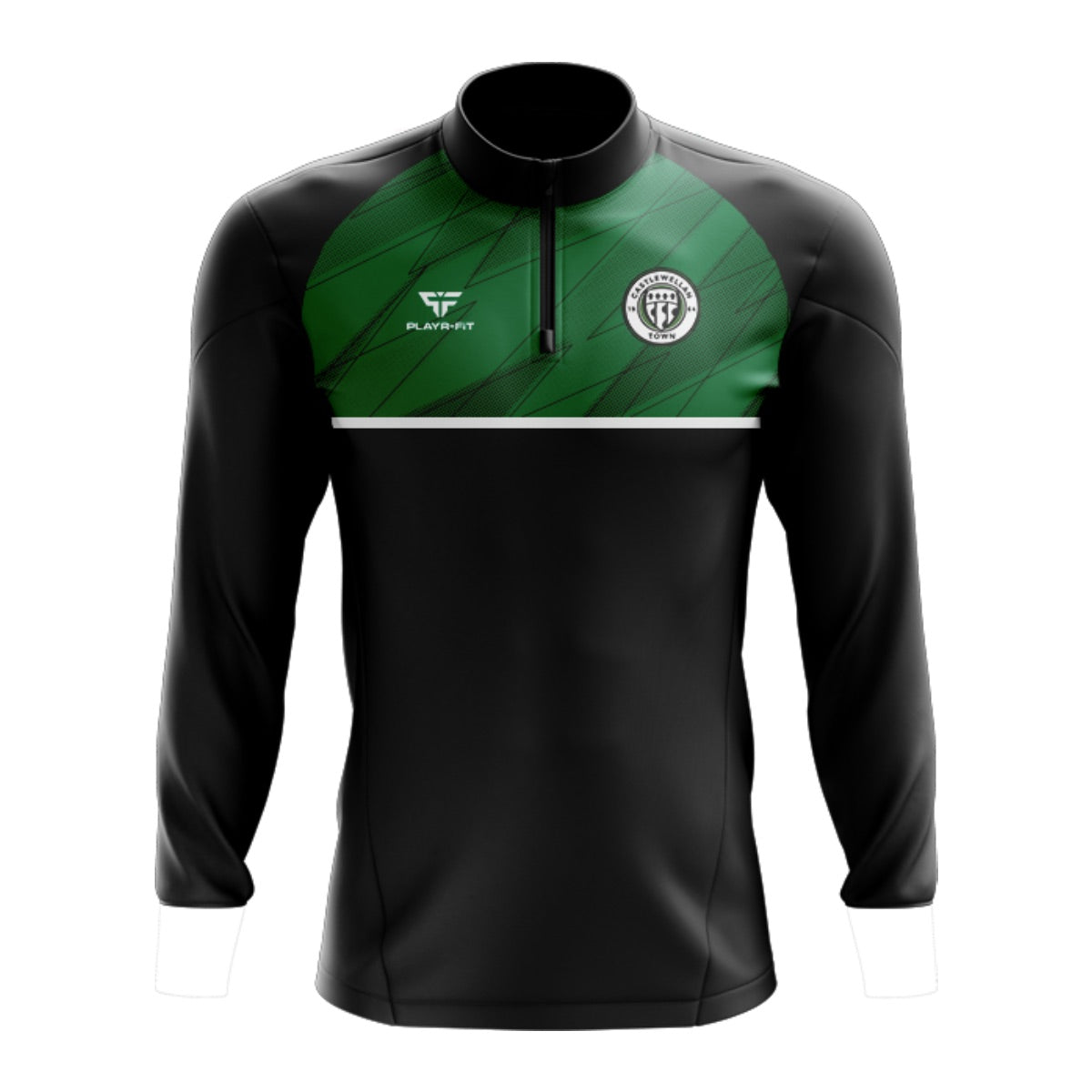 Midlayer (1/4 Zip) Sublimated Panel (Black/Green) - Adults