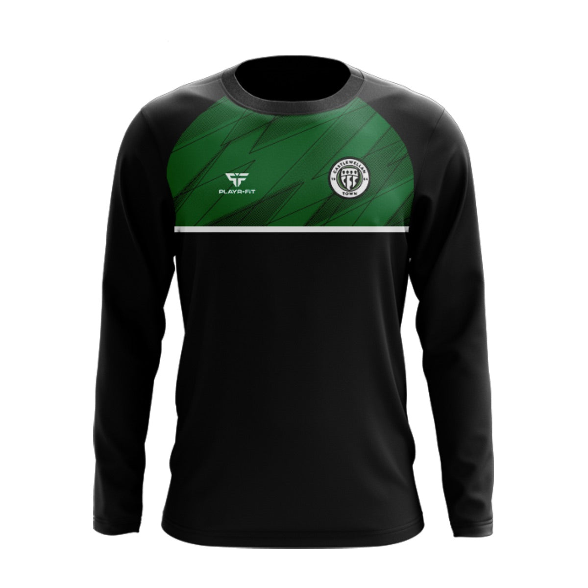 Crew Neck Sublimated Panel (Black/Green) - Adults